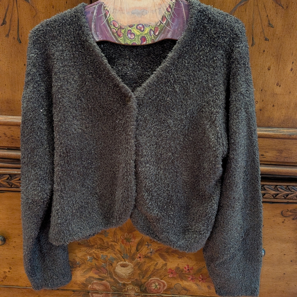 Sigrid Olsen Charcoal Sparkling Teddy Jacket